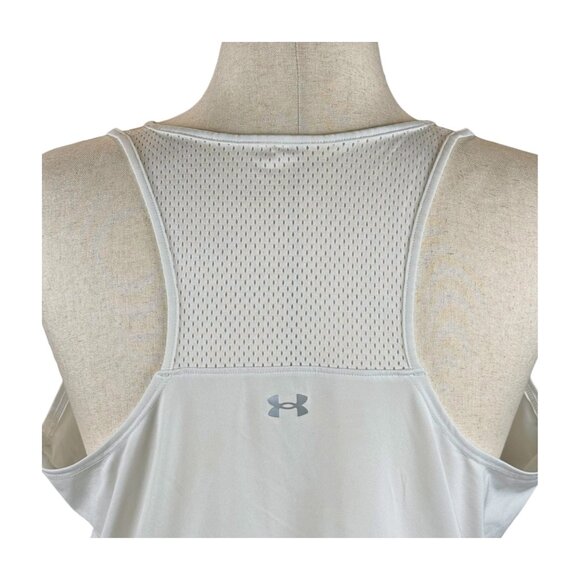 UNDER ARMOUR WHITE SLEEVELESS MESH ATHLETIC TANK TOP, SIZE XXL - Picture 5 of 6
